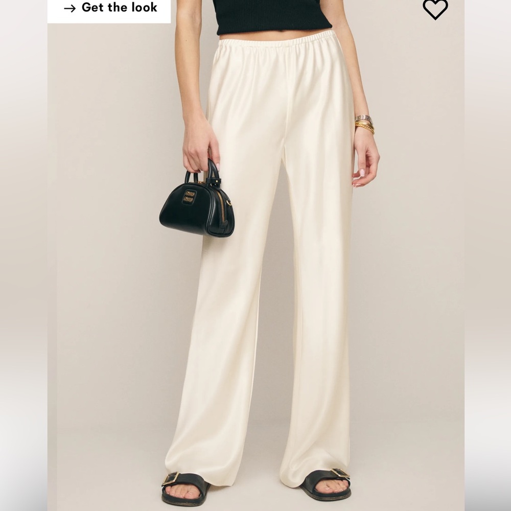 NWT Reformation Gale Satin Mid Rise Bias Pant - Size medium in cream color